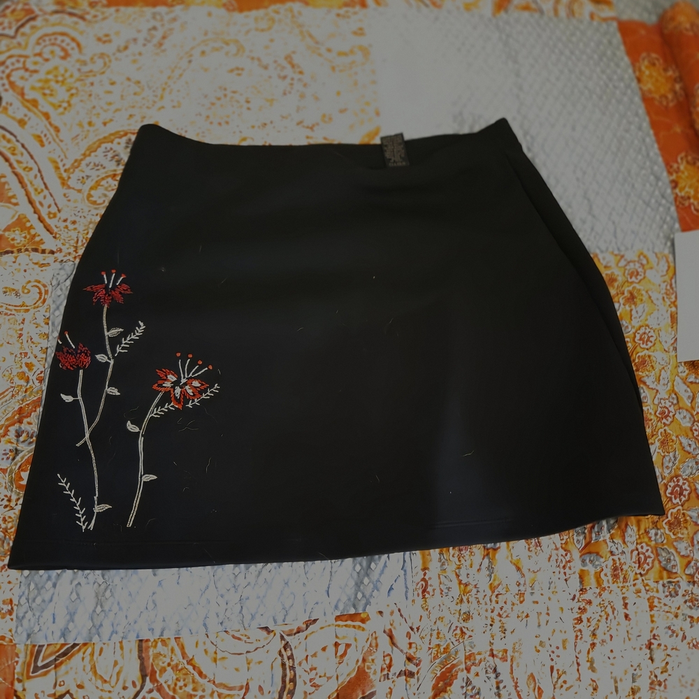 Embroidered Black Skirt